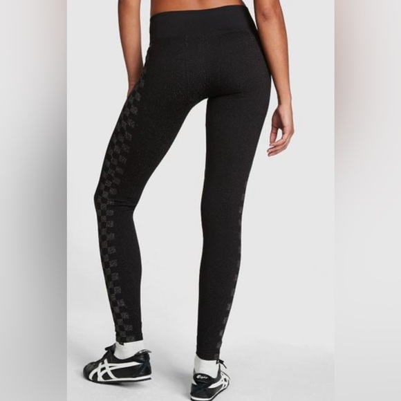 VS PINK Black/Navy Blue Checkered Workout Legging - Picture 3 of 3
